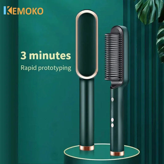 Professional 3 in 1 Quick Heated Electric Hot Comb Hair Straightener